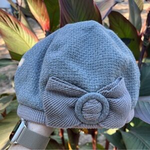 Halogen Knit Cap Beanie Hat Womens Wool Blend Gray Bow One Size